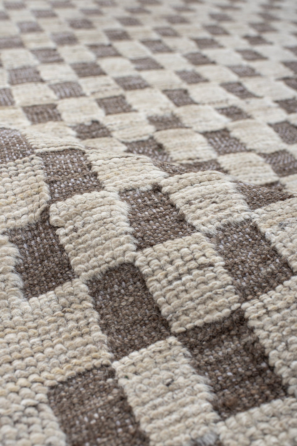 5' x 6' one-of-a-kind handmade vintage Tulu rug. Color palette: ivory, taupe, beige, gray