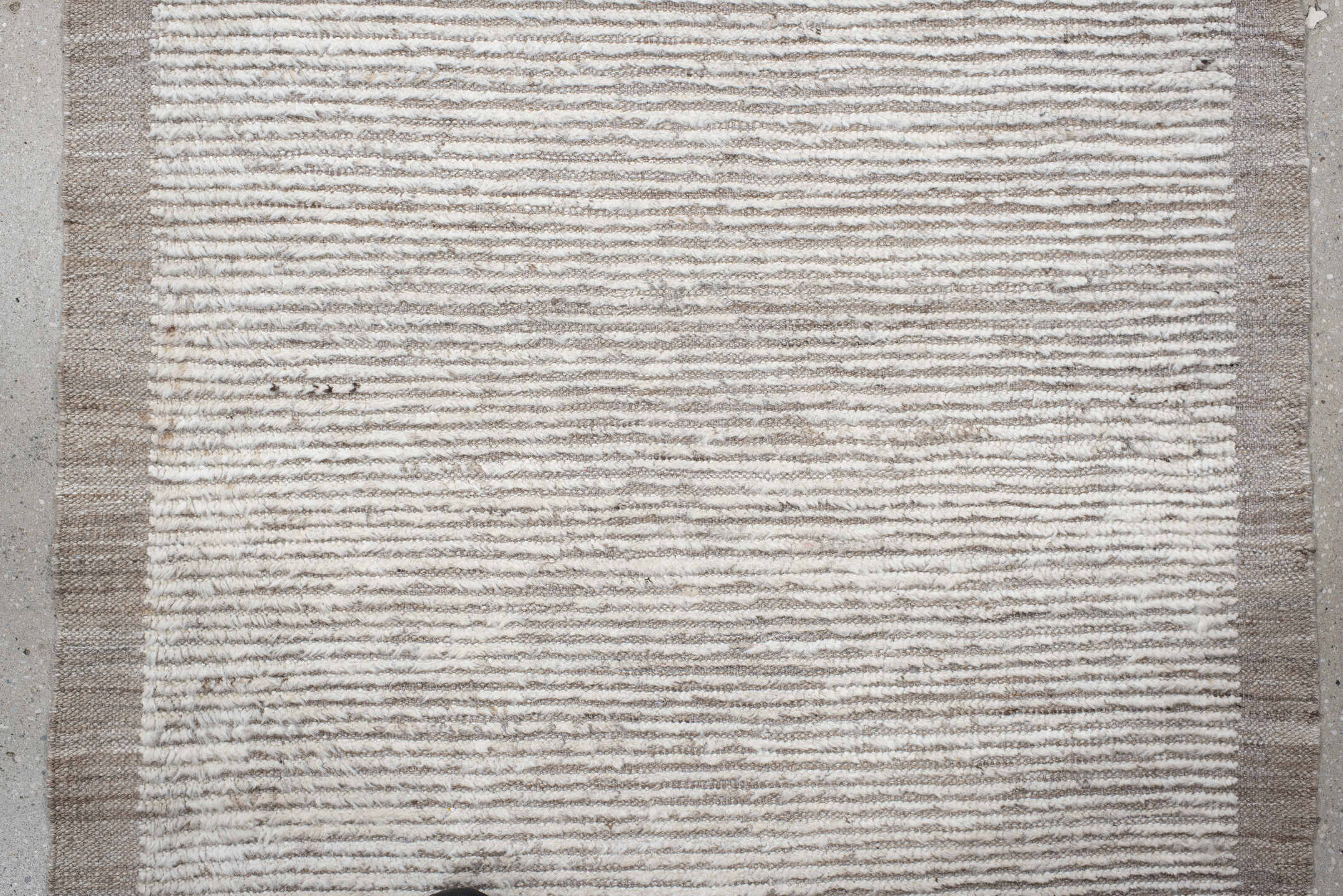 3' x 14' one-of-a-kind handmade vintage Tulu runner rug. Color palette: ivory, taupe, beige, cream, gray