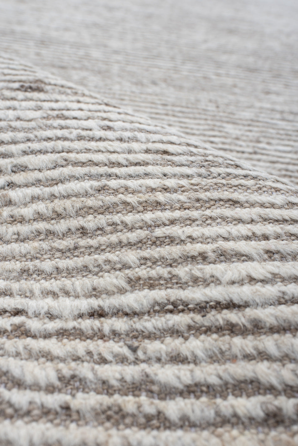 3' x 14' one-of-a-kind handmade vintage Tulu runner rug. Color palette: ivory, taupe, beige, cream, gray