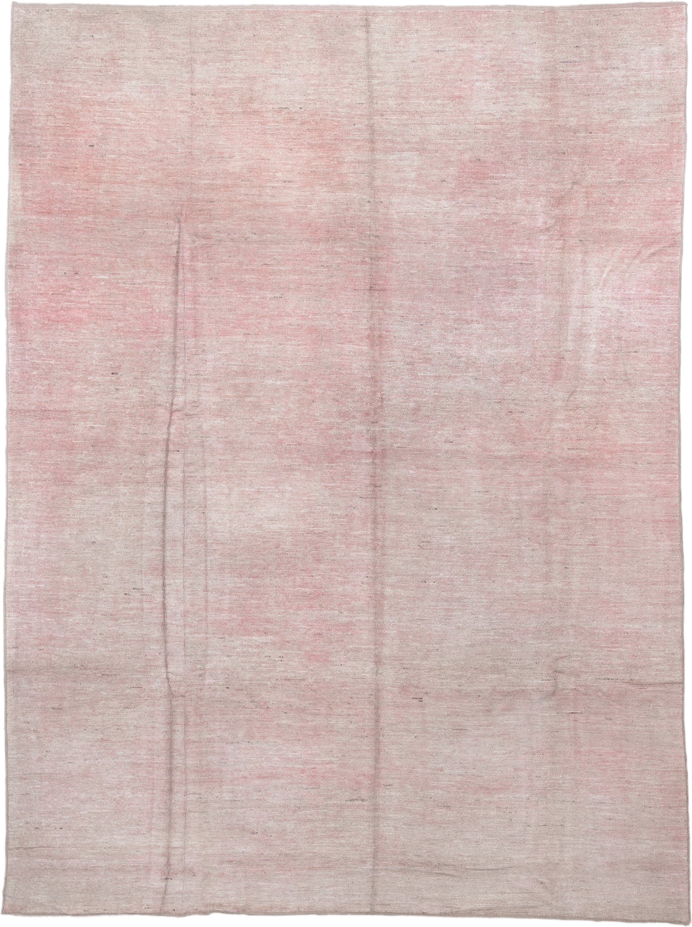 11' x 15' one-of-a-kind handmade vintage Tulu oversize rug. Color palette: blush, ivory, rose, taupe, pink, red, beige, gray