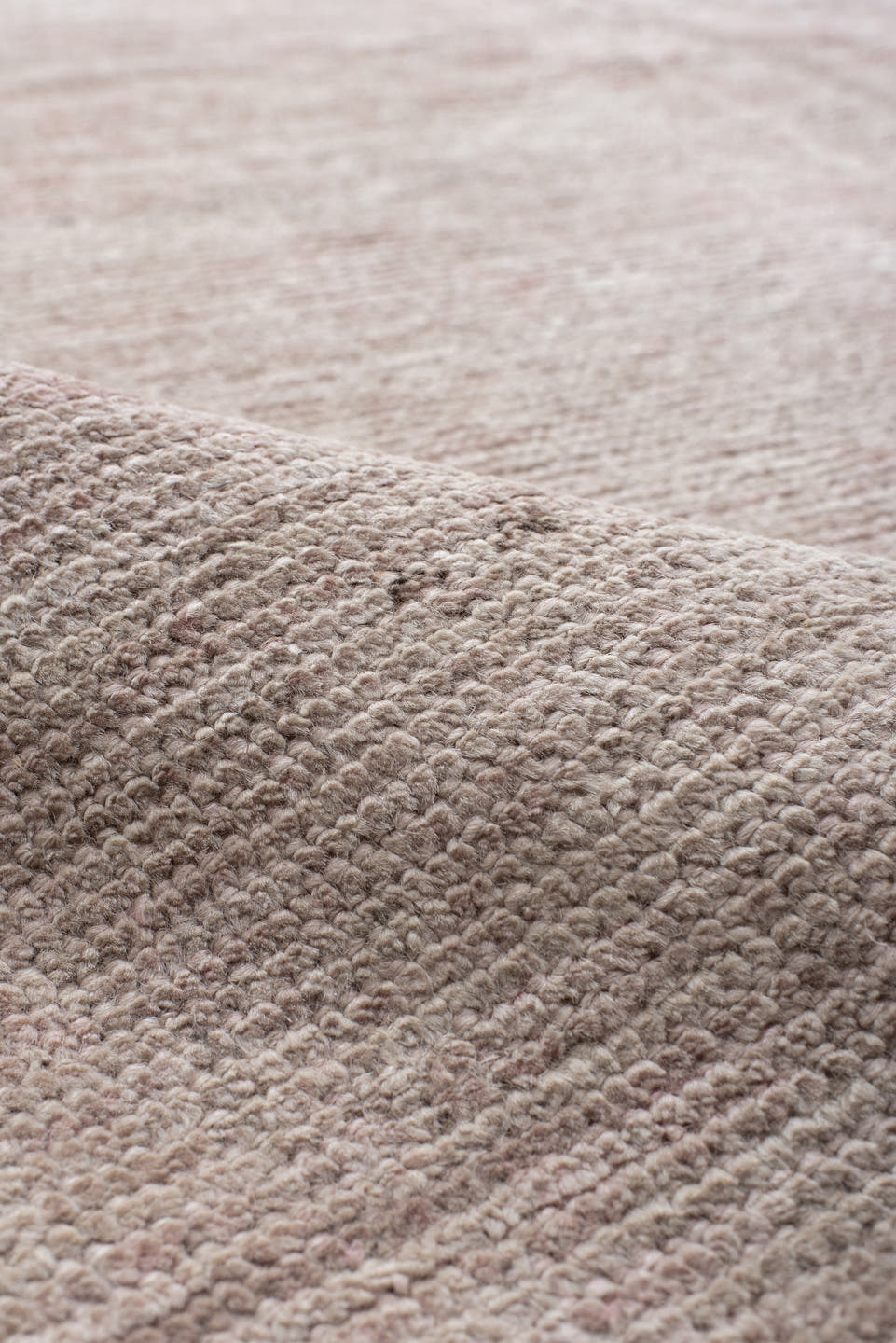 11' x 15' one-of-a-kind handmade vintage Tulu oversize rug. Color palette: blush, ivory, rose, taupe, pink, red, beige, gray