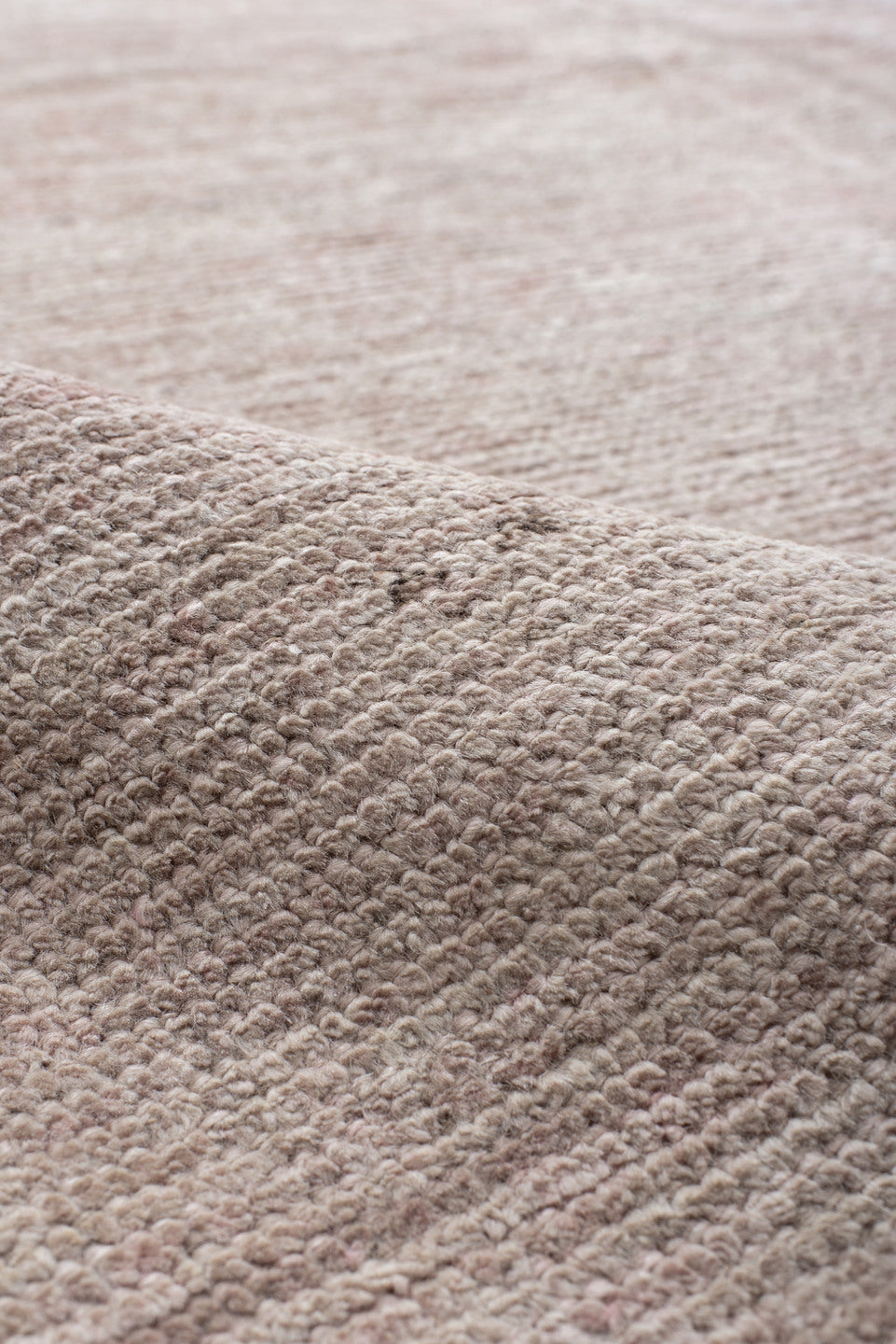 11' x 15' one-of-a-kind handmade vintage Tulu oversize rug. Color palette: blush, ivory, rose, taupe, pink, red, beige, gray