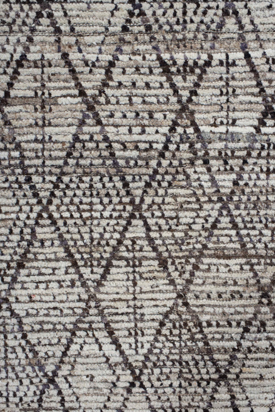 10' x 13' one-of-a-kind handmade vintage Tulu large size rug. Color palette: ivory, charcoal, taupe, brown, gray, black