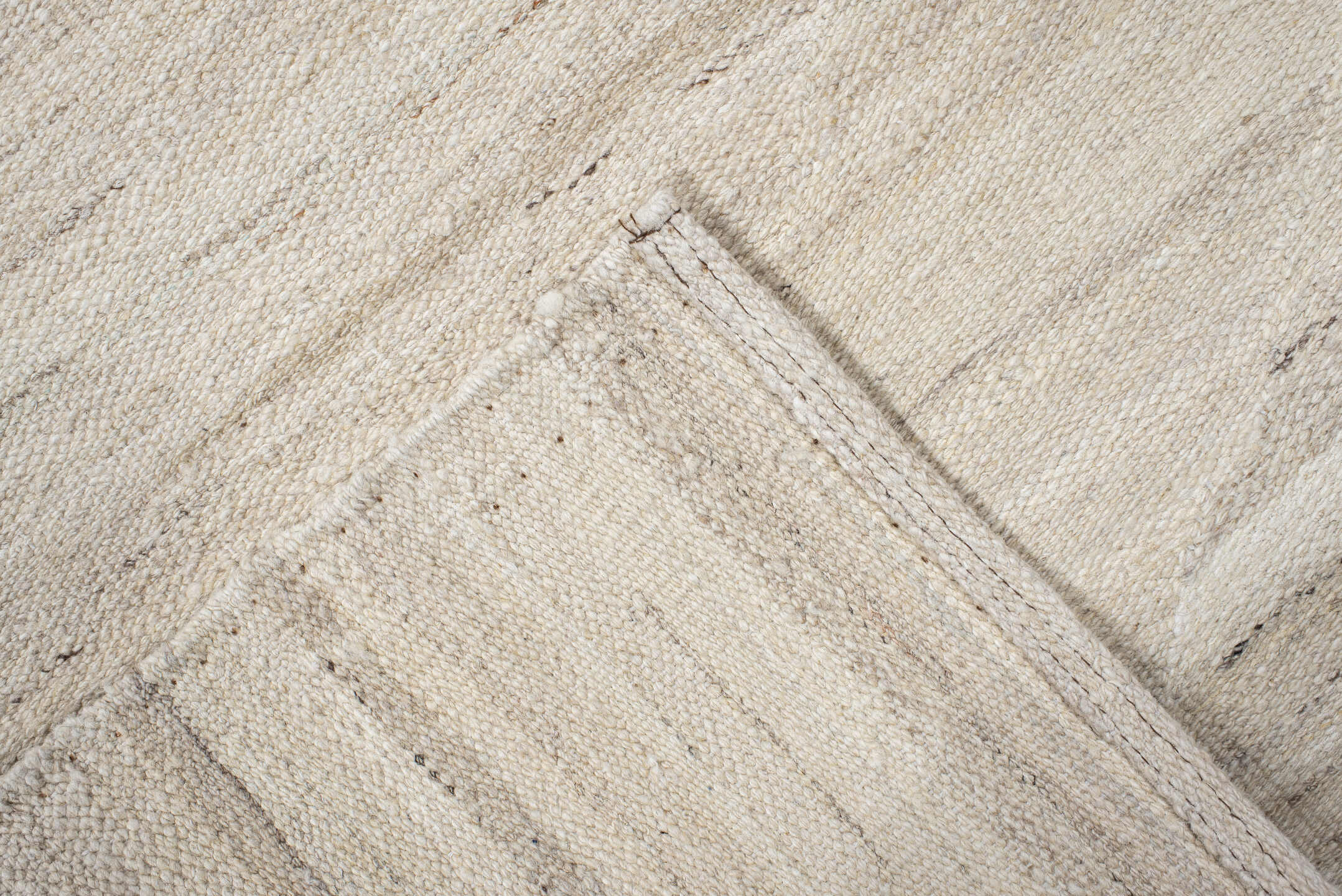 3' x 15' one-of-a-kind handmade vintage Kilim runner rug. Color palette: brown, gainsboro, gray, light gray, off-white, pink