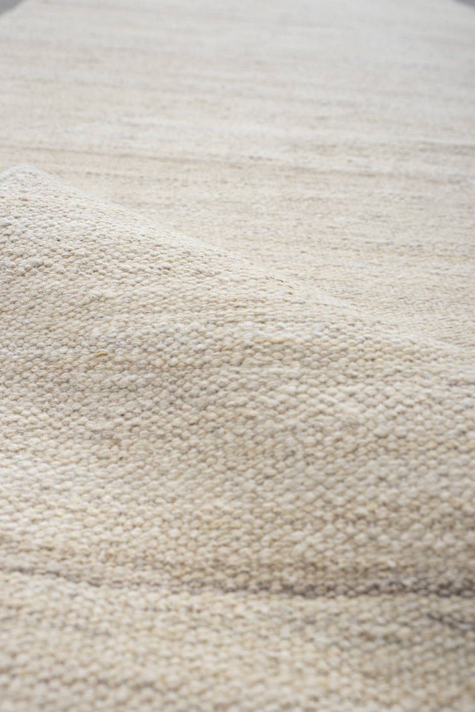 3' x 15' one-of-a-kind handmade vintage Kilim runner rug. Color palette: brown, gainsboro, gray, light gray, off-white, pink