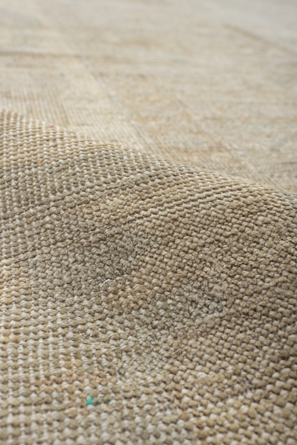 10' x 14' one-of-a-kind handmade vintage Oushak large size rug. Color palette: ivory, beige, cream, taupe, pale sage, sand