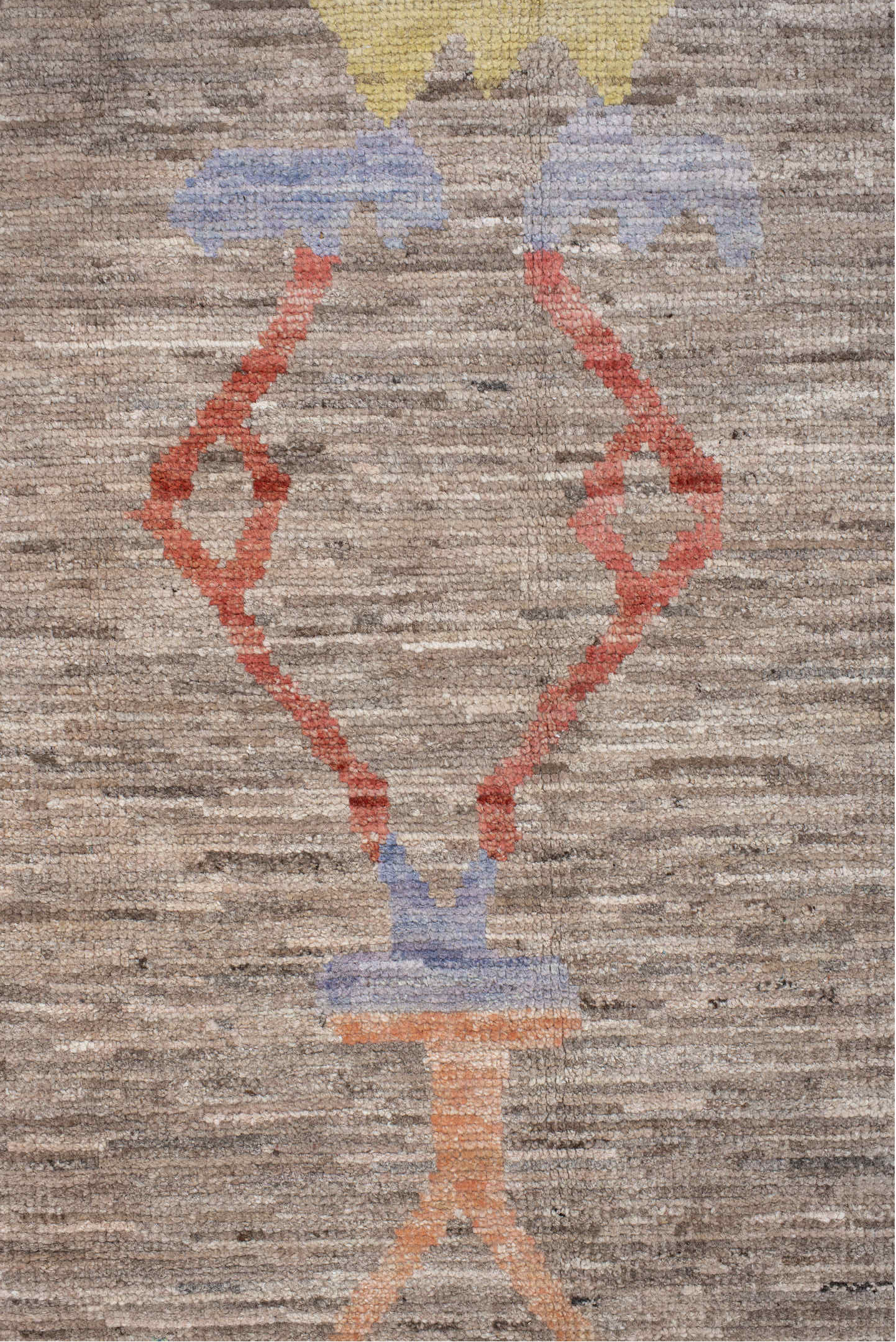 8' x 9' one-of-a-kind handmade vintage Oushak rug. Color palette: taupe, aqua, rust, pale yellow, peach, lavender, ivory
