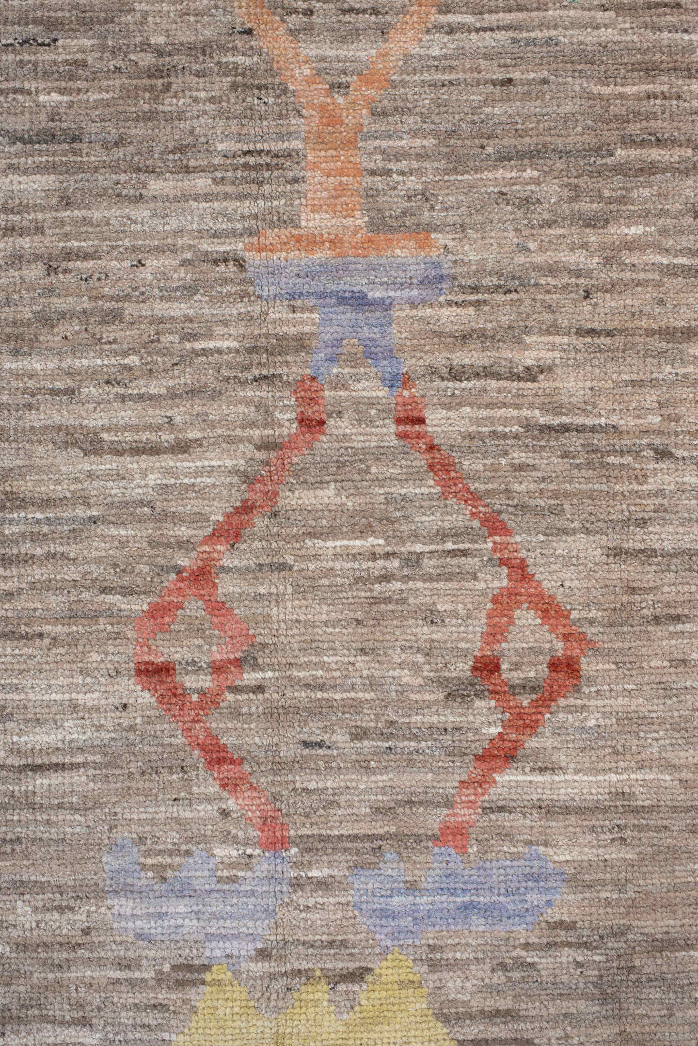 8' x 9' one-of-a-kind handmade vintage Oushak rug. Color palette: taupe, aqua, rust, pale yellow, peach, lavender, ivory