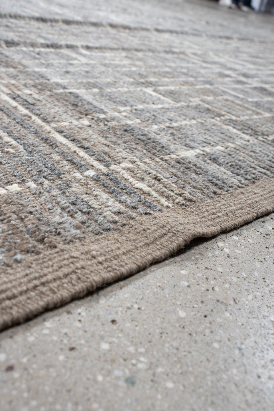 14' x 15' one-of-a-kind handmade vintage Tulu oversize rug. Color palette: dark gray, dim gray, gainsboro, gray, light gray