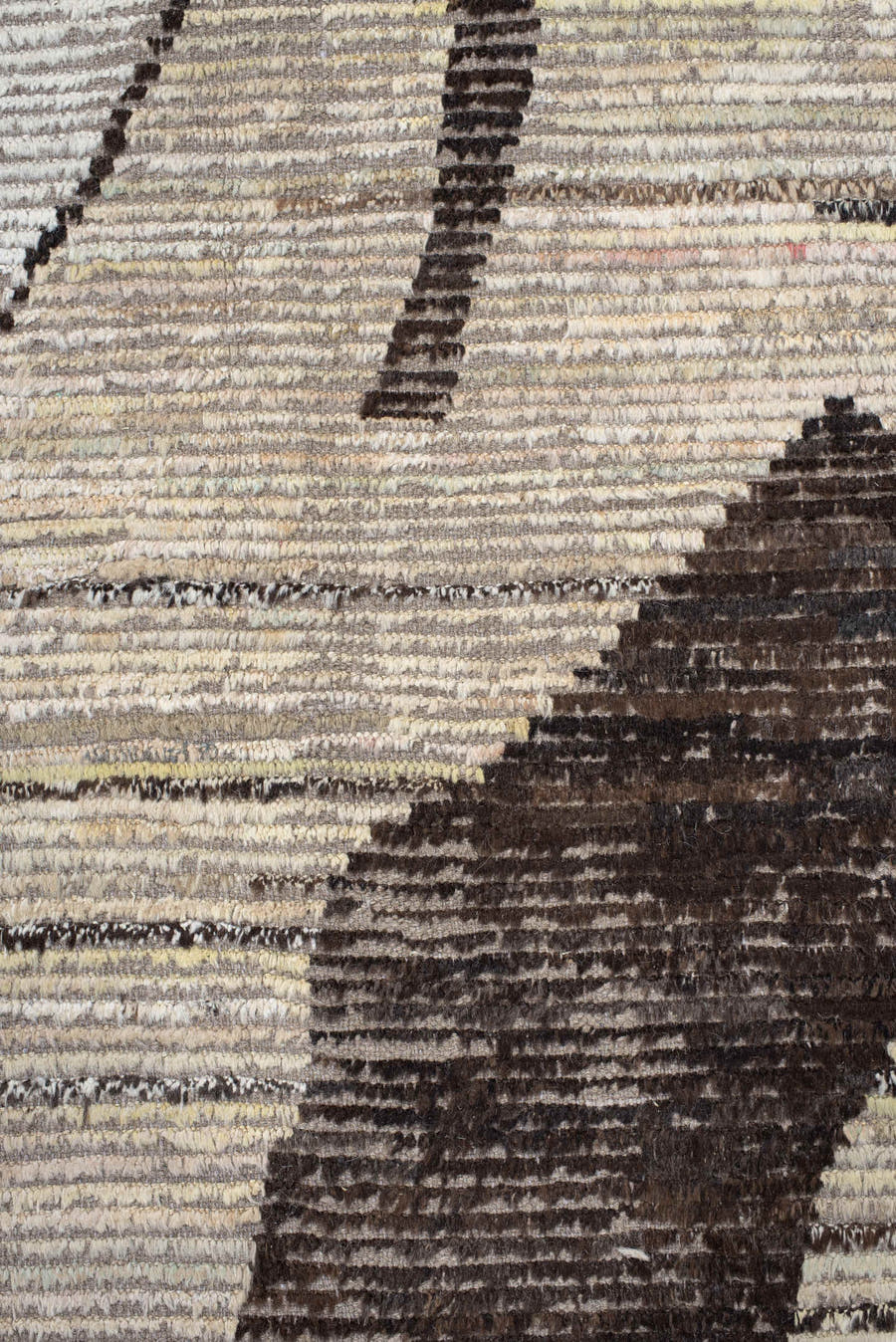 12' x 15' one-of-a-kind handmade vintage Tulu oversize rug. Color palette: ivory, taupe, charcoal, sky_blue, gray, beige