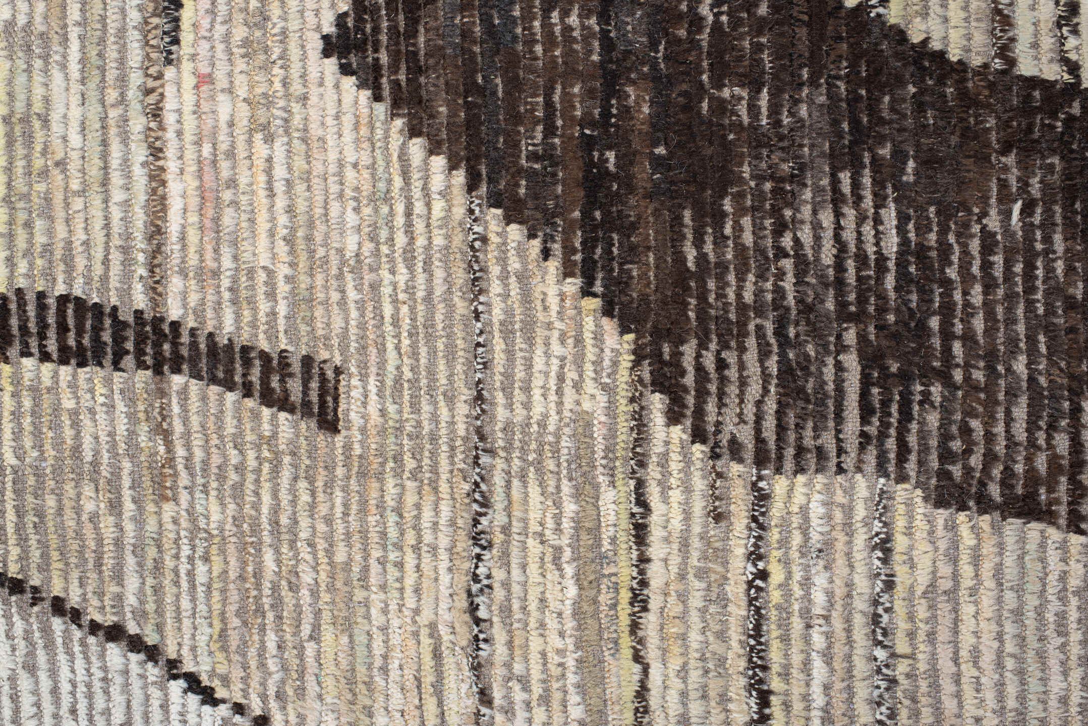 12' x 15' one-of-a-kind handmade vintage Tulu oversize rug. Color palette: blue, brown, floral white, gray, light blue