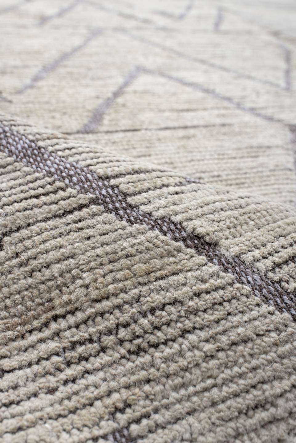 13' x 14' one-of-a-kind handmade vintage Tulu oversize rug. Color palette: ivory, taupe, gray, greige, beige