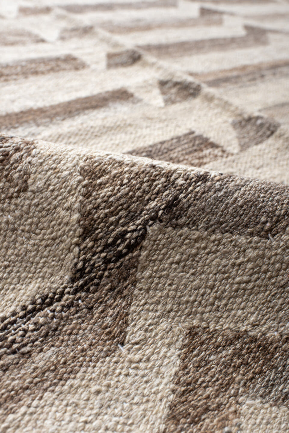 12' x 16' one-of-a-kind handmade vintage Kilim oversize rug. Color palette: ivory, taupe, beige, brown, gray