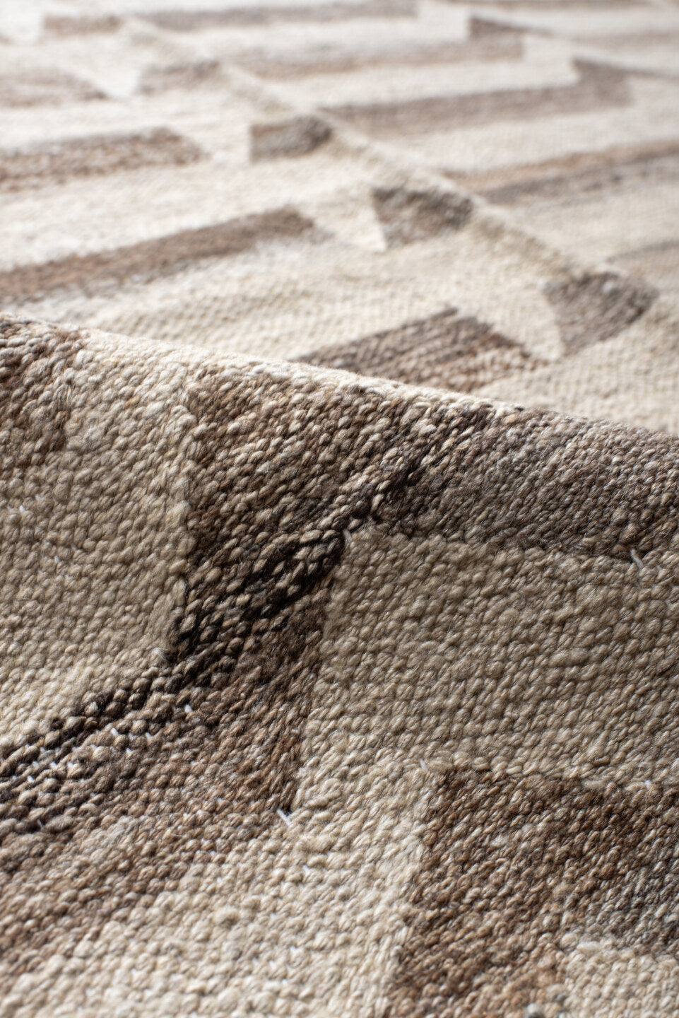 12' x 16' one-of-a-kind handmade vintage Kilim oversize rug. Color palette: ivory, taupe, beige, brown, gray