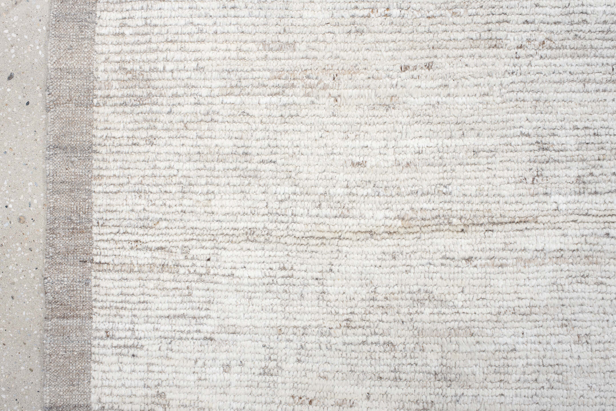 12' x 15' one-of-a-kind handmade vintage Tulu oversize rug. Color palette: ivory, cream, taupe, beige, gray