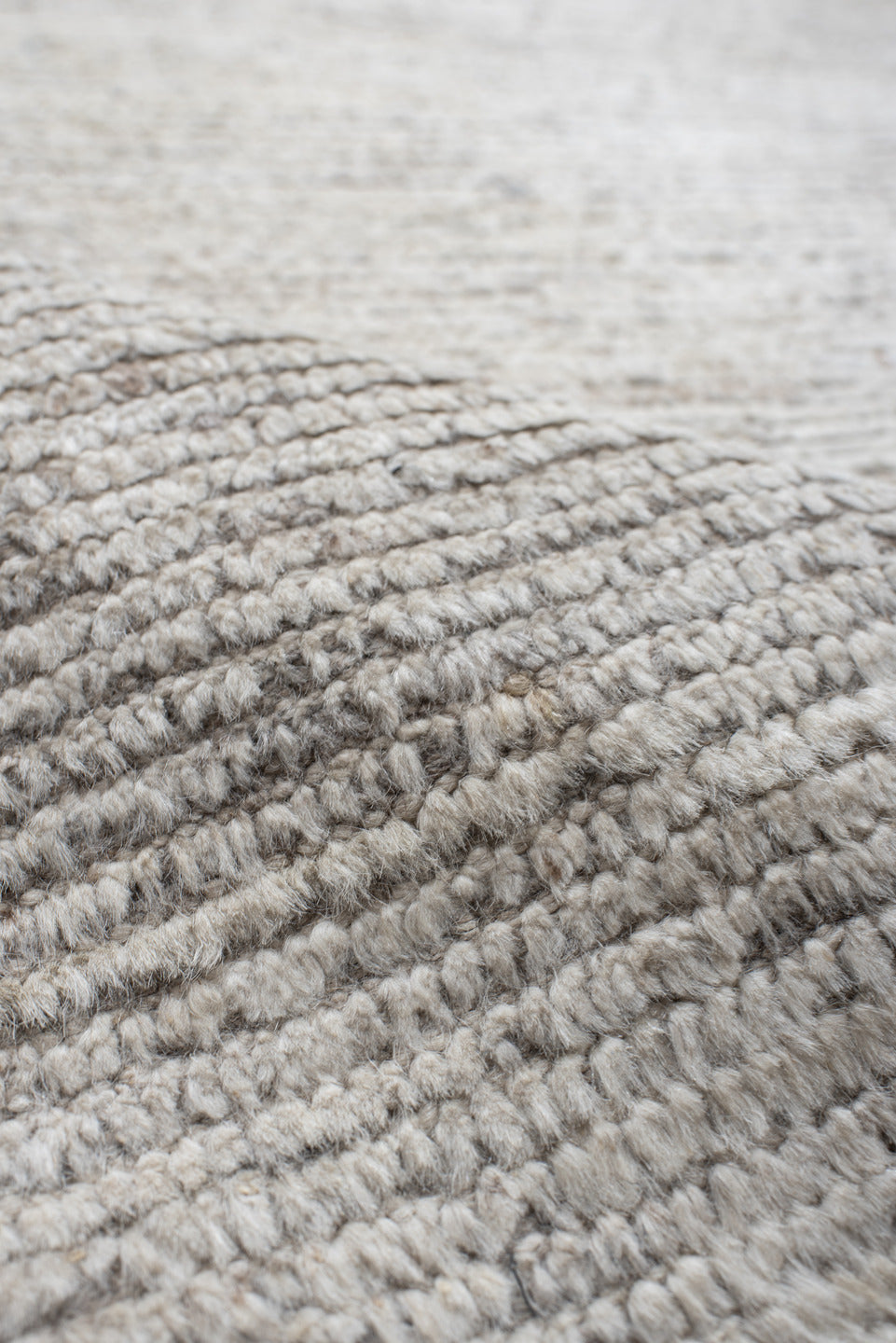 12' x 15' one-of-a-kind handmade vintage Tulu oversize rug. Color palette: ivory, cream, taupe, beige, gray