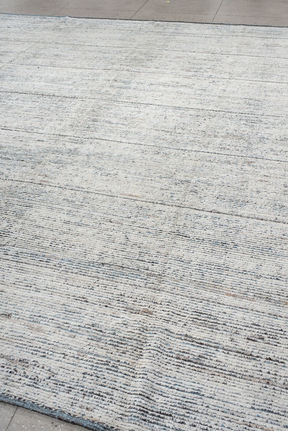 12' x 14' one-of-a-kind handmade vintage Tulu oversize rug. Color palette: ivory, charcoal, slate, sky_blue, gray, black