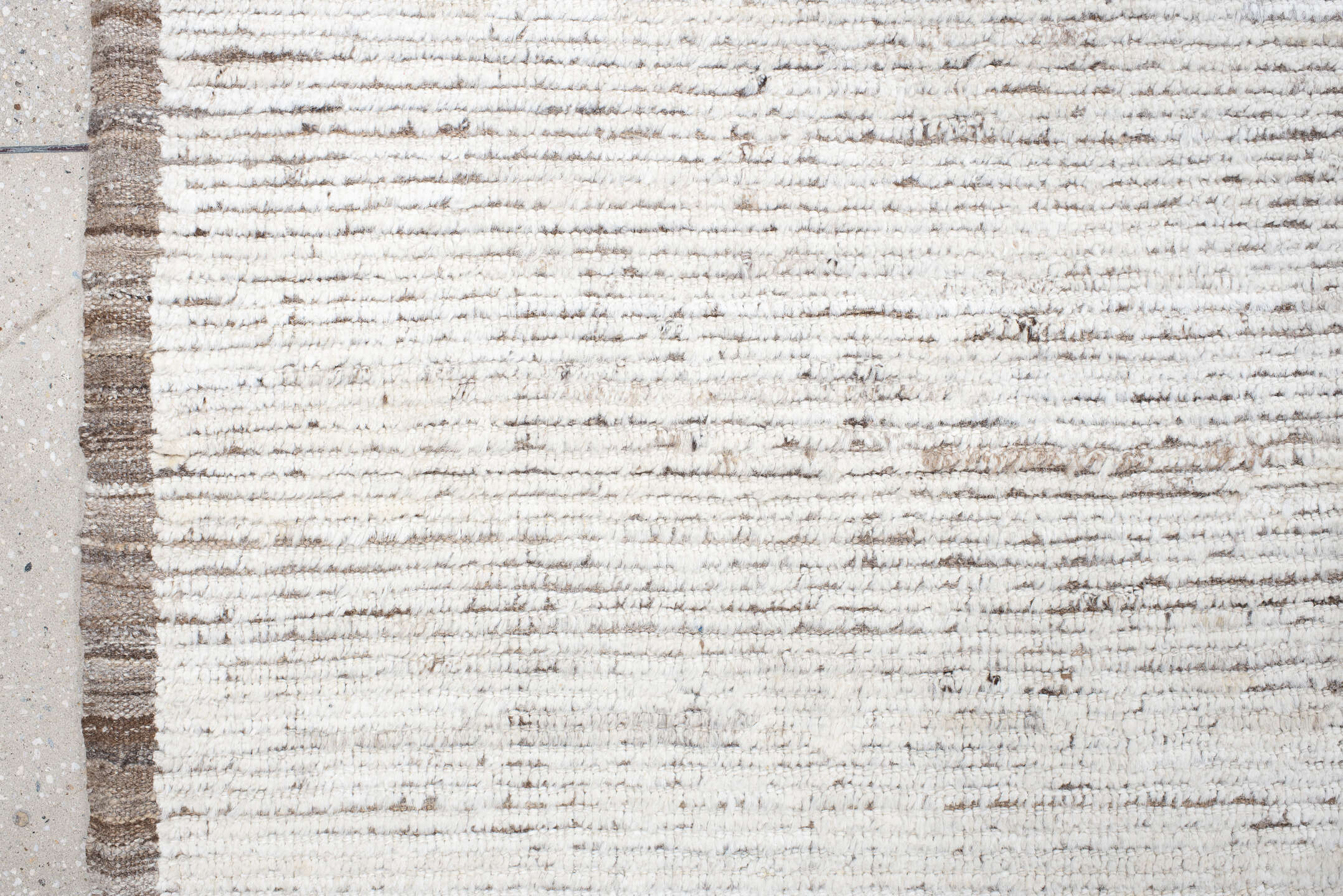 12' x 15' one-of-a-kind handmade vintage Tulu oversize rug. Color palette: ivory, taupe, beige, gray