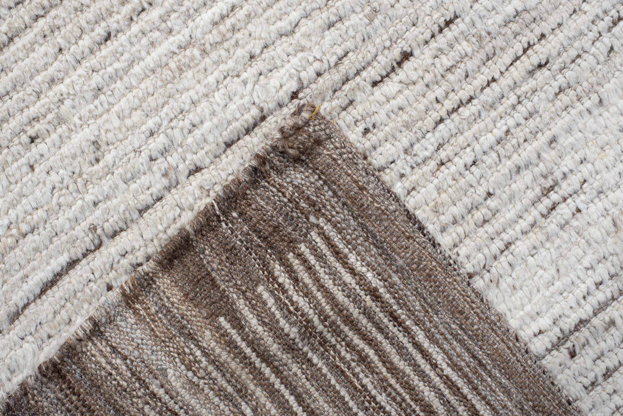 12' x 15' one-of-a-kind handmade vintage Tulu oversize rug. Color palette: ivory, taupe, beige, gray