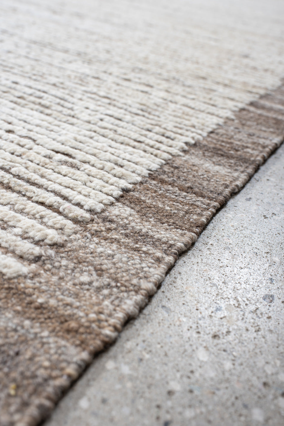 12' x 15' one-of-a-kind handmade vintage Tulu oversize rug. Color palette: ivory, taupe, beige, gray