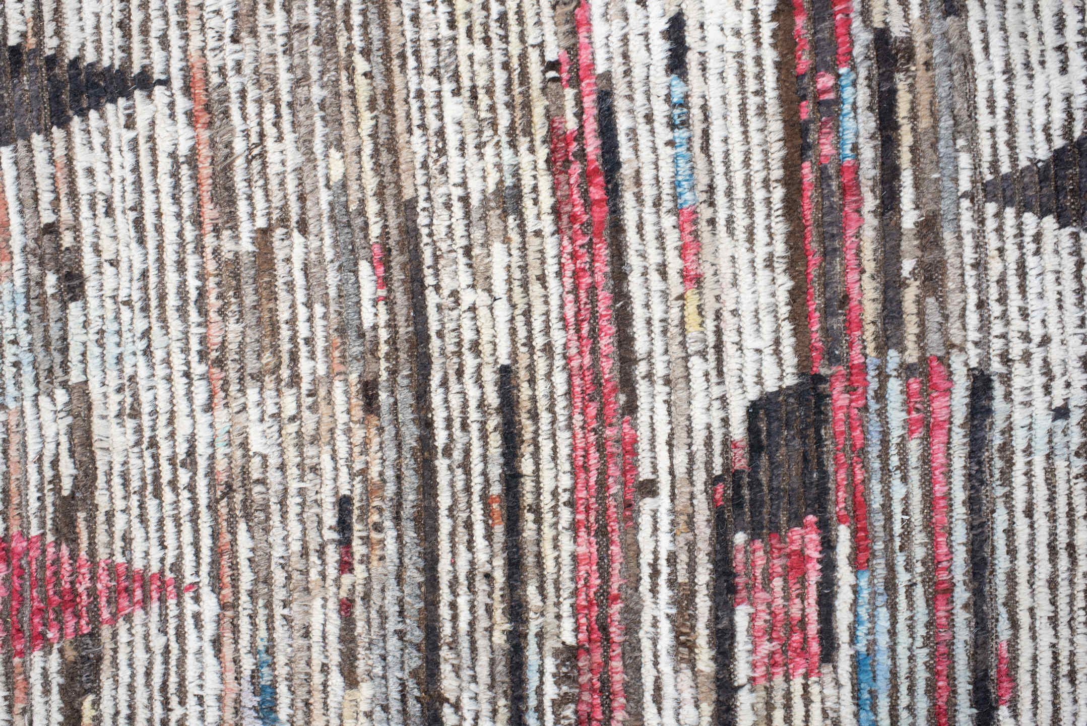 9' x 11' one-of-a-kind handmade vintage Tulu large size rug. Color palette: black, brown, gainsboro, gray, light gray, linen