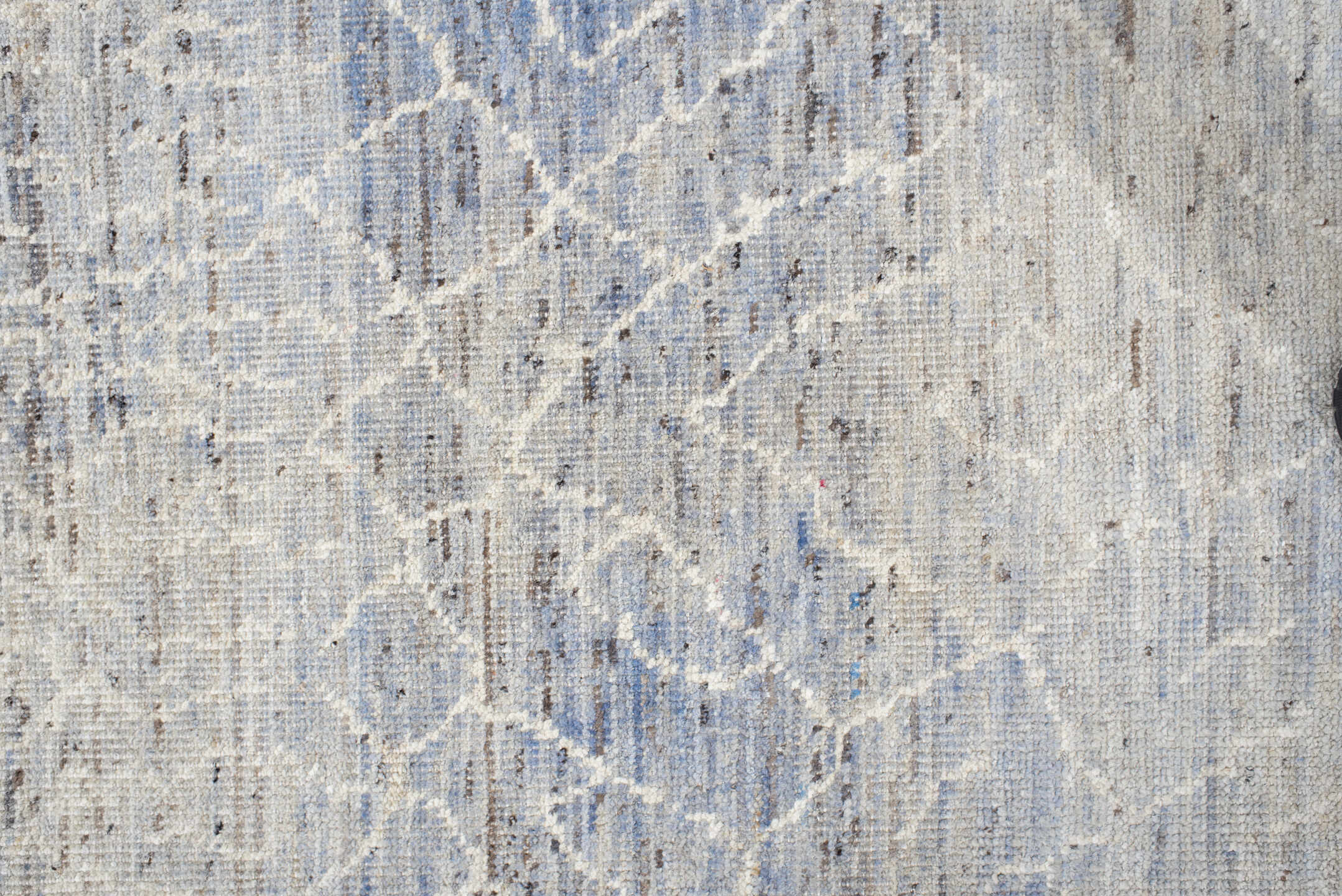 9' x 11' one-of-a-kind handmade vintage Tulu large size rug. Color palette: black, blue, dark gray, dim gray, gainsboro