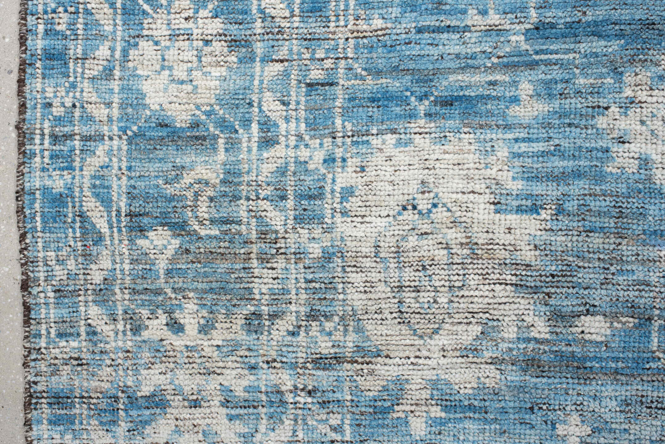 10' x 13' one-of-a-kind handmade vintage Oushak large size rug. Color palette: sky blue, ivory, slate, taupe, light blue