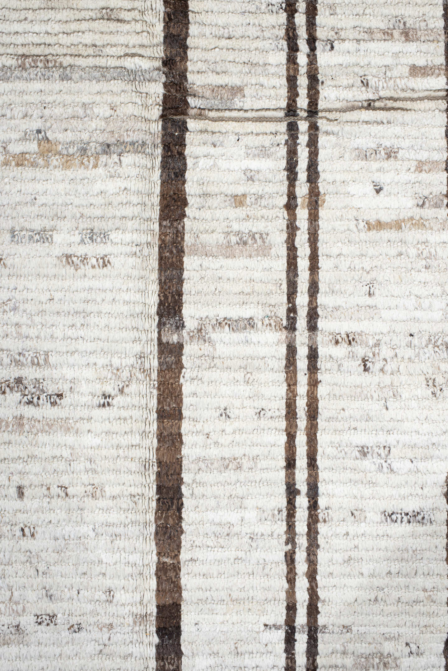 11' x 13' one-of-a-kind handmade vintage Tulu oversize rug. Color palette: ivory, brown, taupe, charcoal, beige, gray, black
