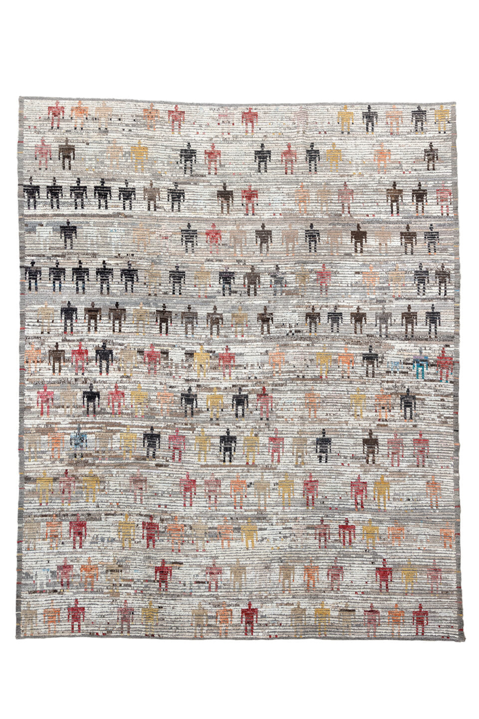 9' x 11' one-of-a-kind handmade vintage Tulu large size rug. Color palette: black, brown, charcoal, dark gray, floral white