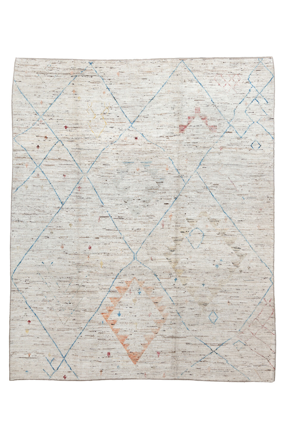 11' x 9' one-of-a-kind handmade vintage Tulu rug. Color palette: brown, dark gray, gainsboro, gray, light gray