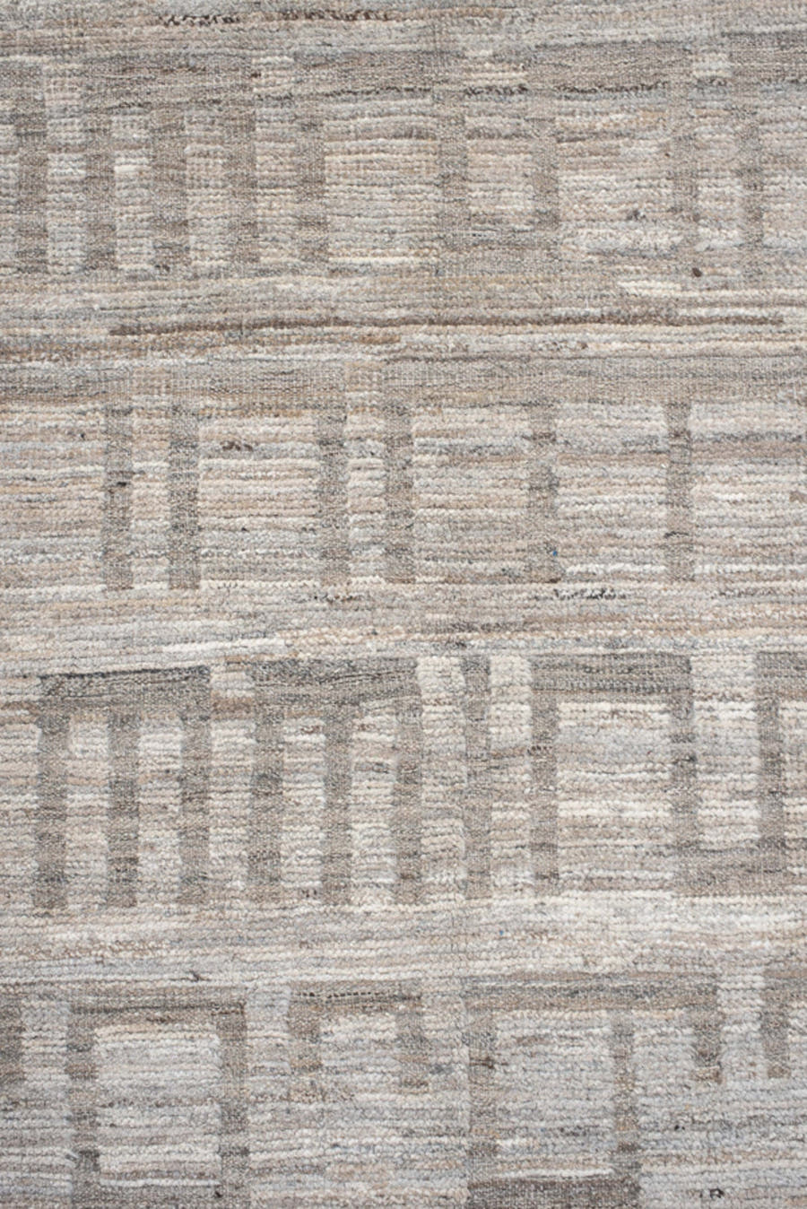 11' x 15' one-of-a-kind handmade vintage Tulu oversize rug. Color palette: ivory, taupe, gray, beige, cream