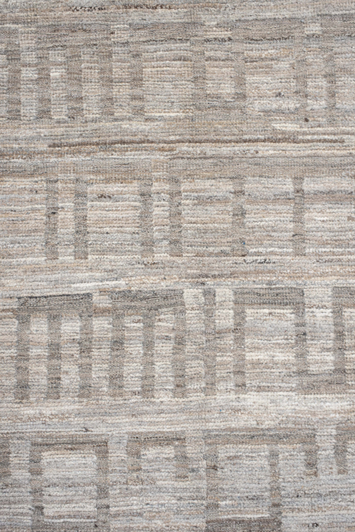 11' x 15' one-of-a-kind handmade vintage Tulu oversize rug. Color palette: ivory, taupe, gray, beige, cream