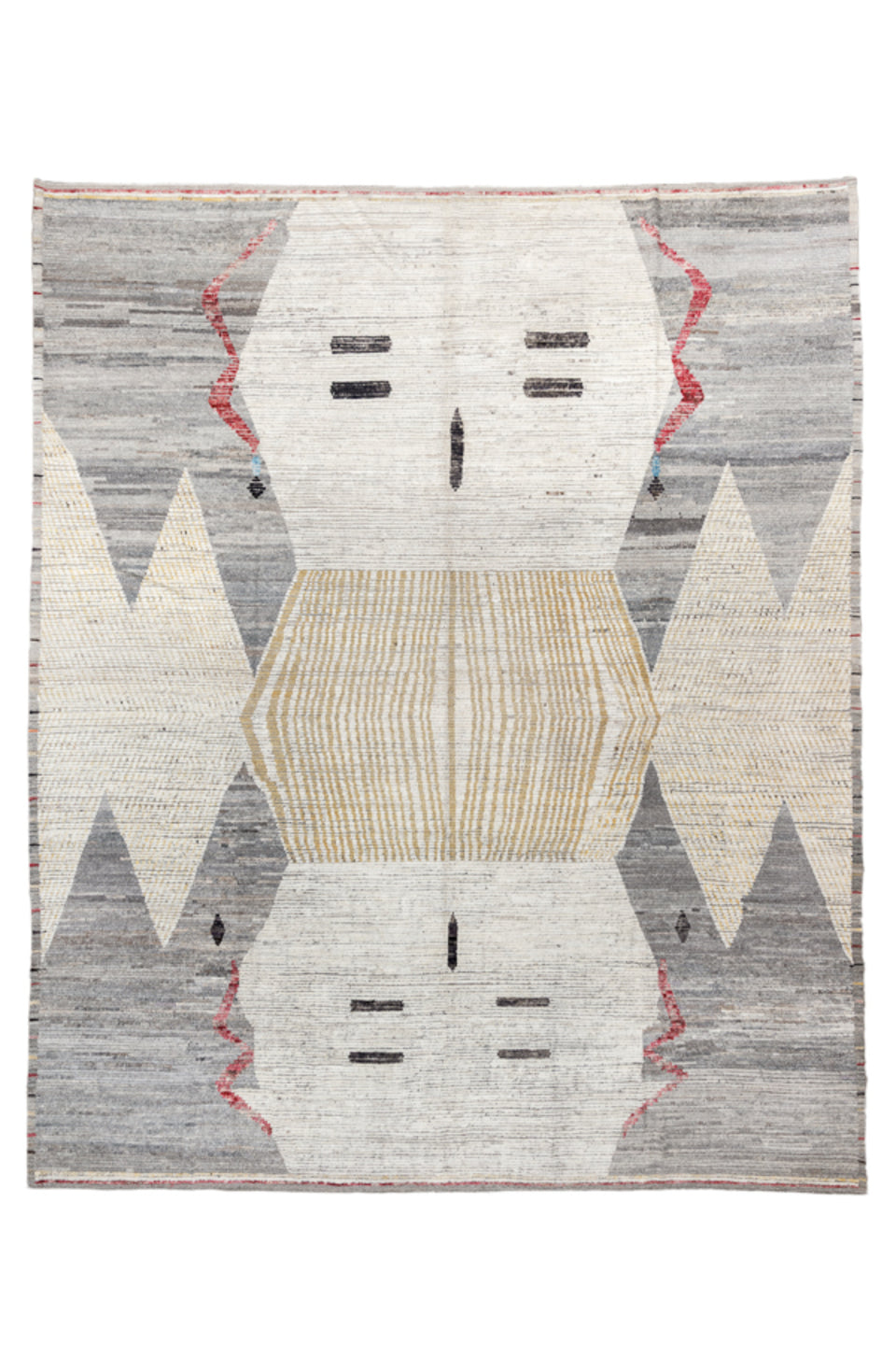 11' x 14' one-of-a-kind handmade vintage Tulu oversize rug. Color palette: brown, dark gray, dim gray, gainsboro, gray