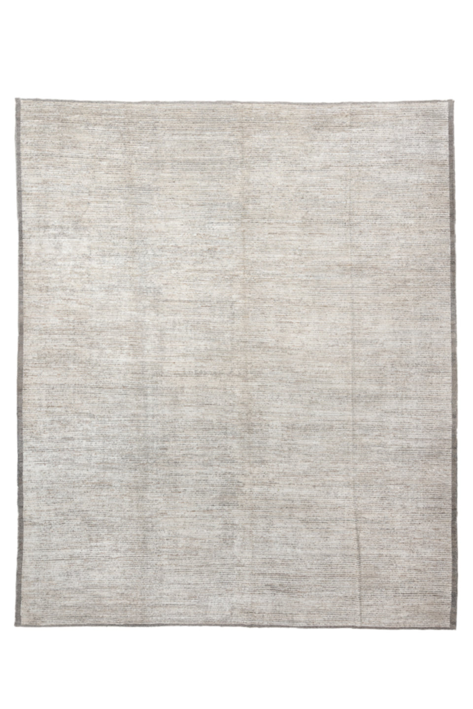 12' x 14' one-of-a-kind handmade vintage Tulu oversize rug. Color palette: dark gray, gainsboro, gray, light gray, off-white