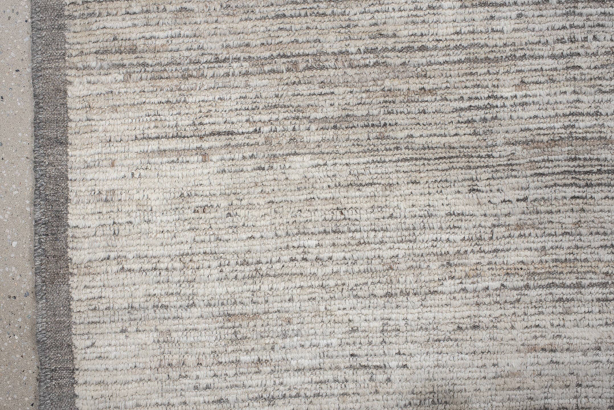 12' x 14' one-of-a-kind handmade vintage Tulu oversize rug. Color palette: ivory, taupe, gray, cream, beige