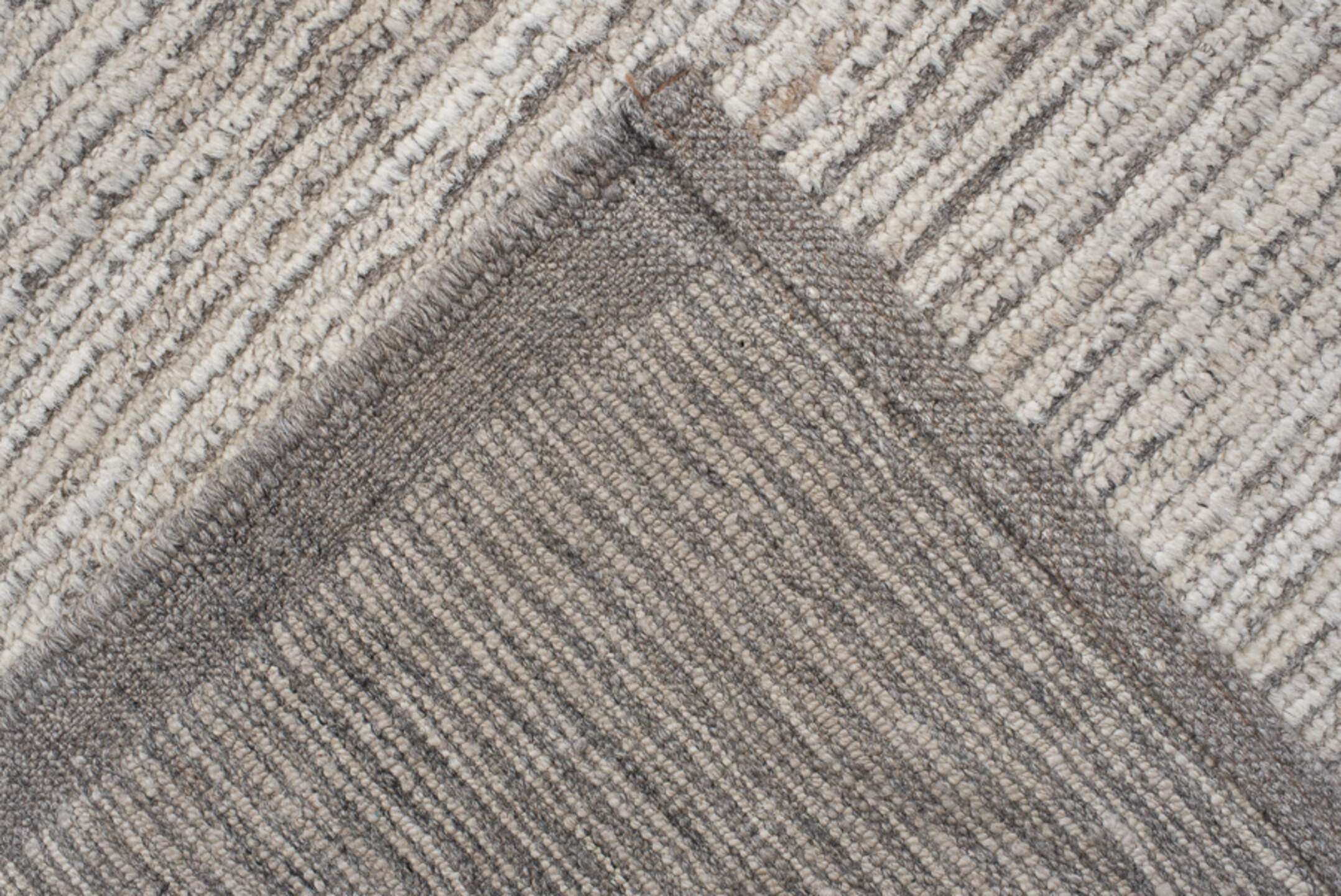 12' x 14' one-of-a-kind handmade vintage Tulu oversize rug. Color palette: ivory, taupe, gray, cream, beige