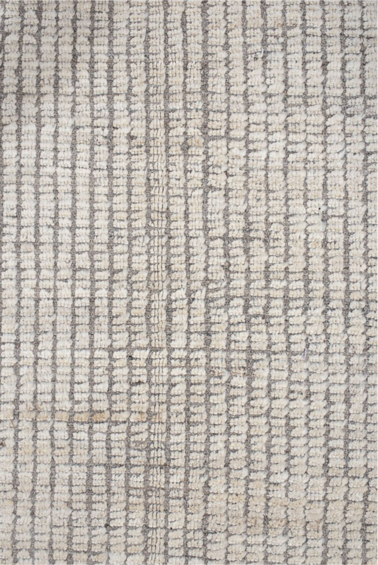12' x 14' one-of-a-kind handmade vintage Tulu oversize rug. Color palette: ivory, taupe, gray, cream, beige
