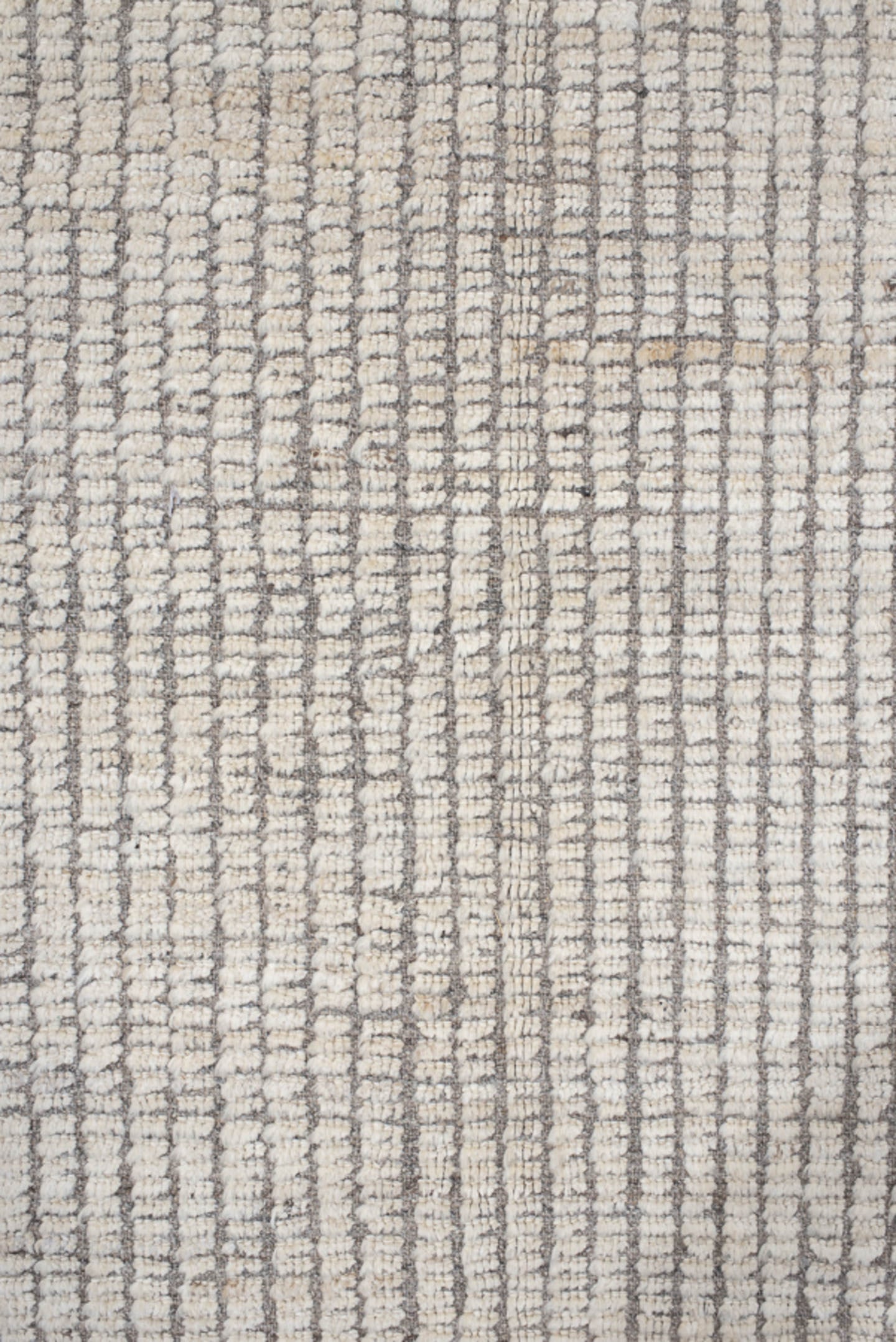 12' x 14' one-of-a-kind handmade vintage Tulu oversize rug. Color palette: ivory, taupe, gray, cream, beige
