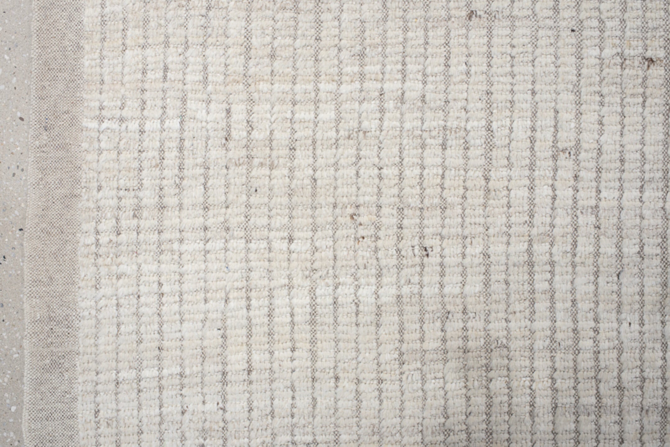 12' x 14' one-of-a-kind handmade vintage Tulu oversize rug. Color palette: gainsboro, gray, light gray, linen, off-white