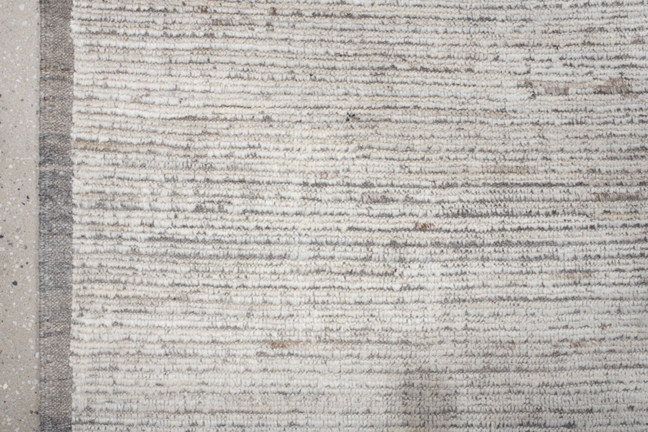 12' x 15' one-of-a-kind handmade vintage Tulu oversize rug. Color palette: ivory, gray, taupe, charcoal, cream, beige, black