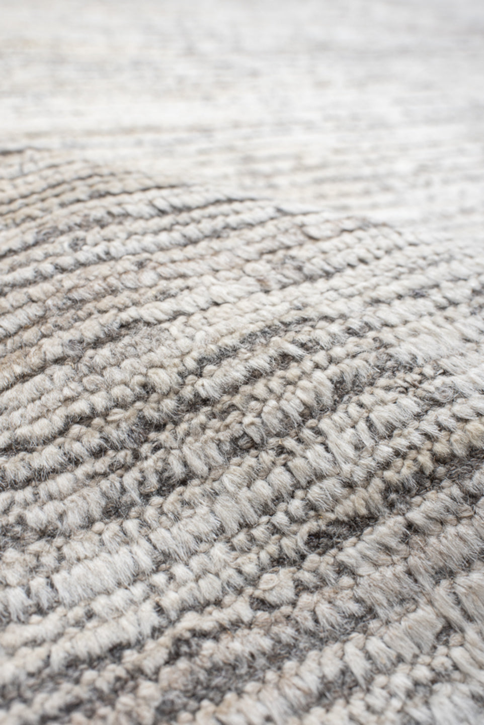12' x 15' one-of-a-kind handmade vintage Tulu oversize rug. Color palette: ivory, gray, taupe, charcoal, cream, beige, black