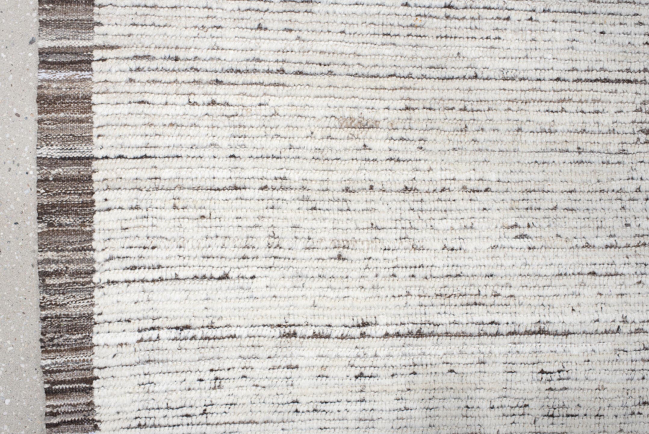 12' x 14' one-of-a-kind handmade vintage Tulu oversize rug. Color palette: ivory, charcoal, taupe, cream, gray, black, beige