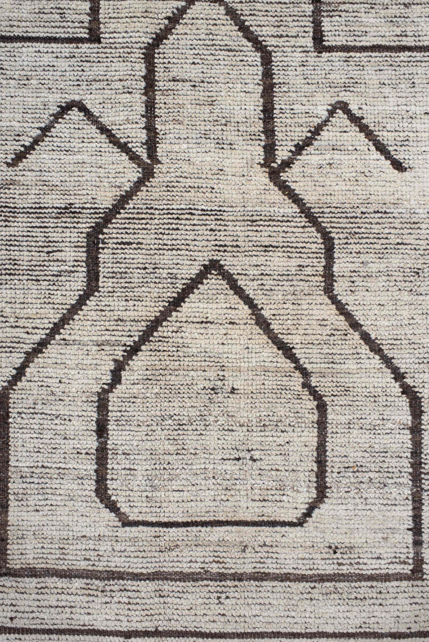 11' x 14' one-of-a-kind handmade vintage Tulu oversize rug. Color palette: ivory, brown, taupe, charcoal, beige, gray, black