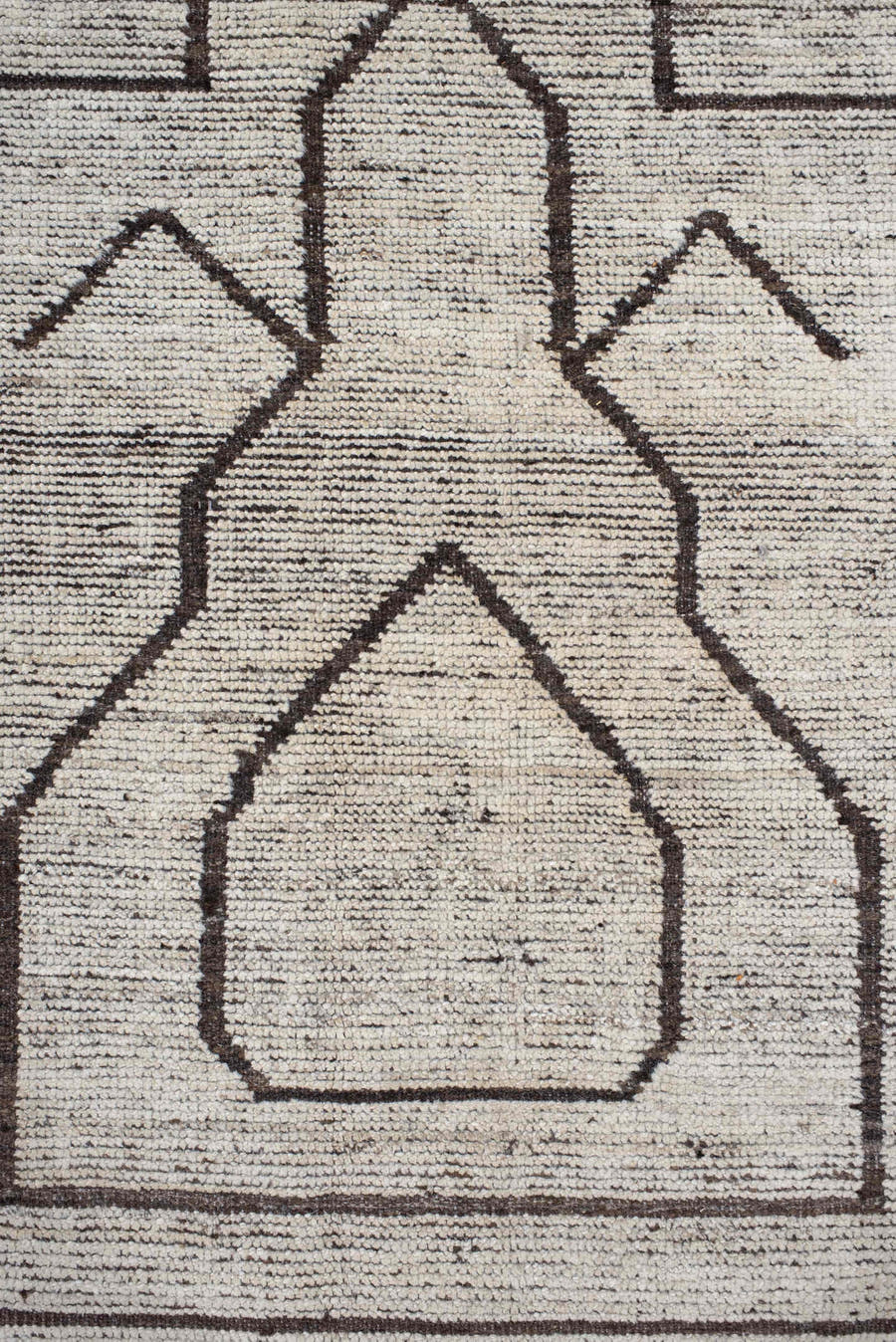 11' x 14' one-of-a-kind handmade vintage Tulu oversize rug. Color palette: ivory, brown, taupe, charcoal, beige, gray, black