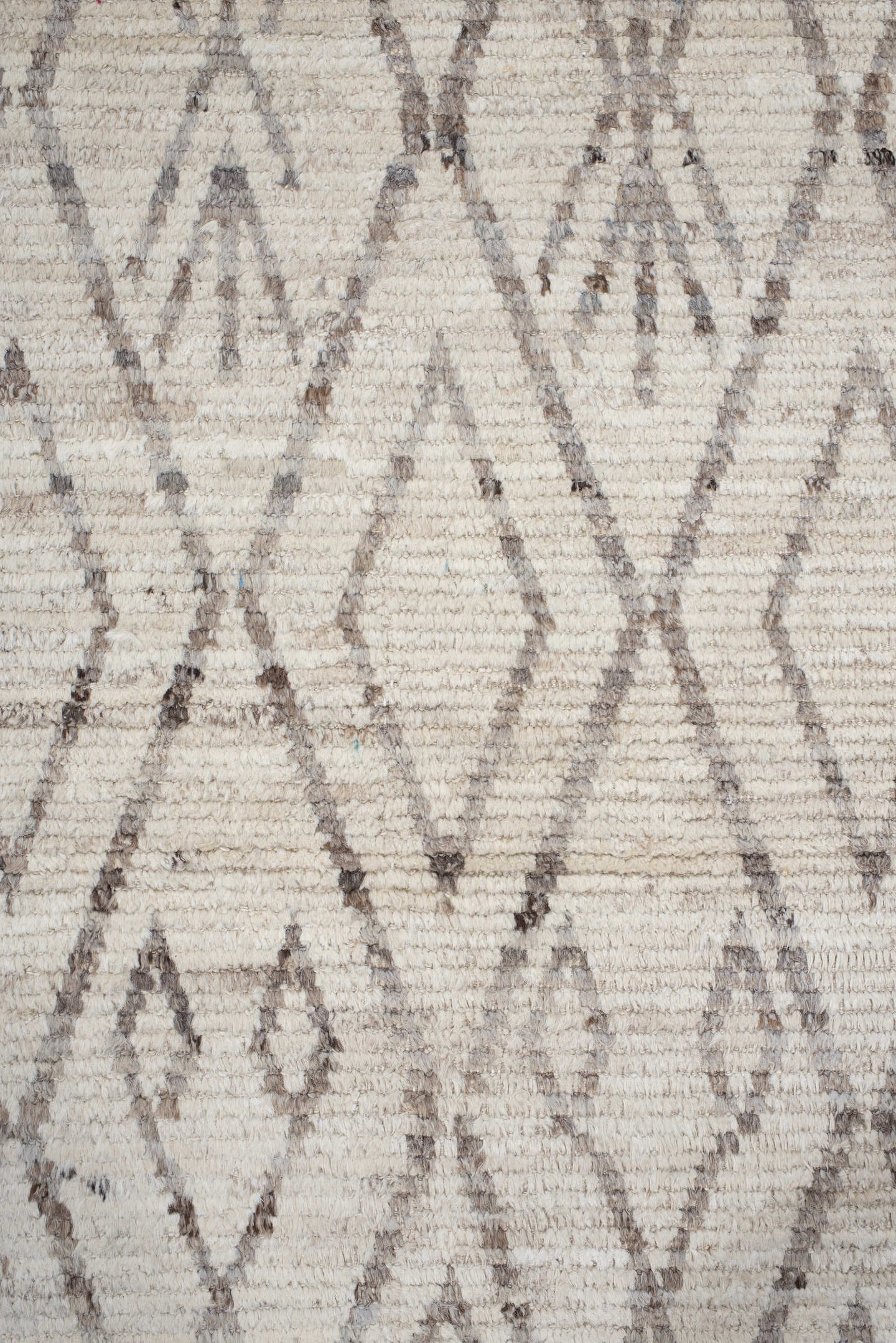3' x 12' one-of-a-kind handmade vintage Tulu runner rug. Color palette: ivory, taupe, beige, greige, gray