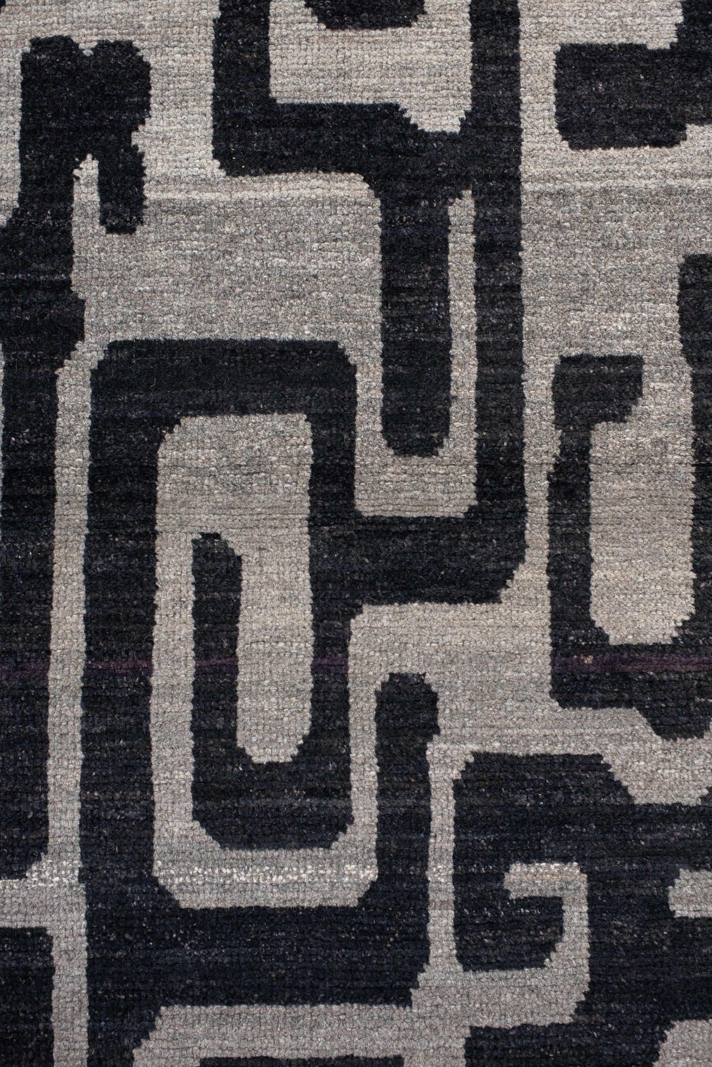 3' x 10' one-of-a-kind handmade vintage Tulu runner rug. Color palette: gray, charcoal, ivory, taupe, black, beige