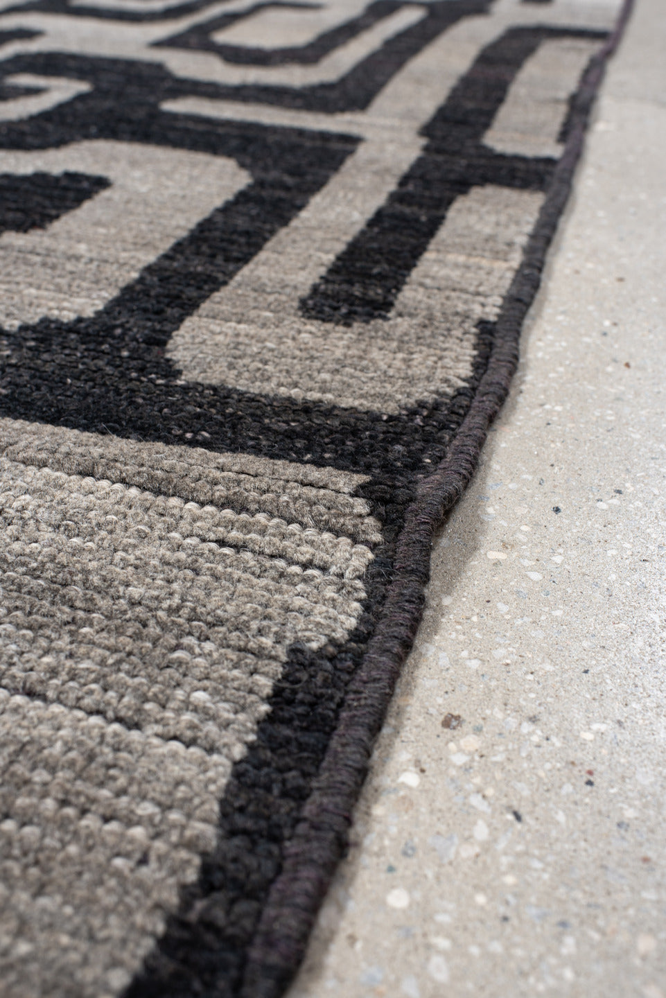 3' x 10' one-of-a-kind handmade vintage Tulu runner rug. Color palette: gray, charcoal, ivory, taupe, black, beige