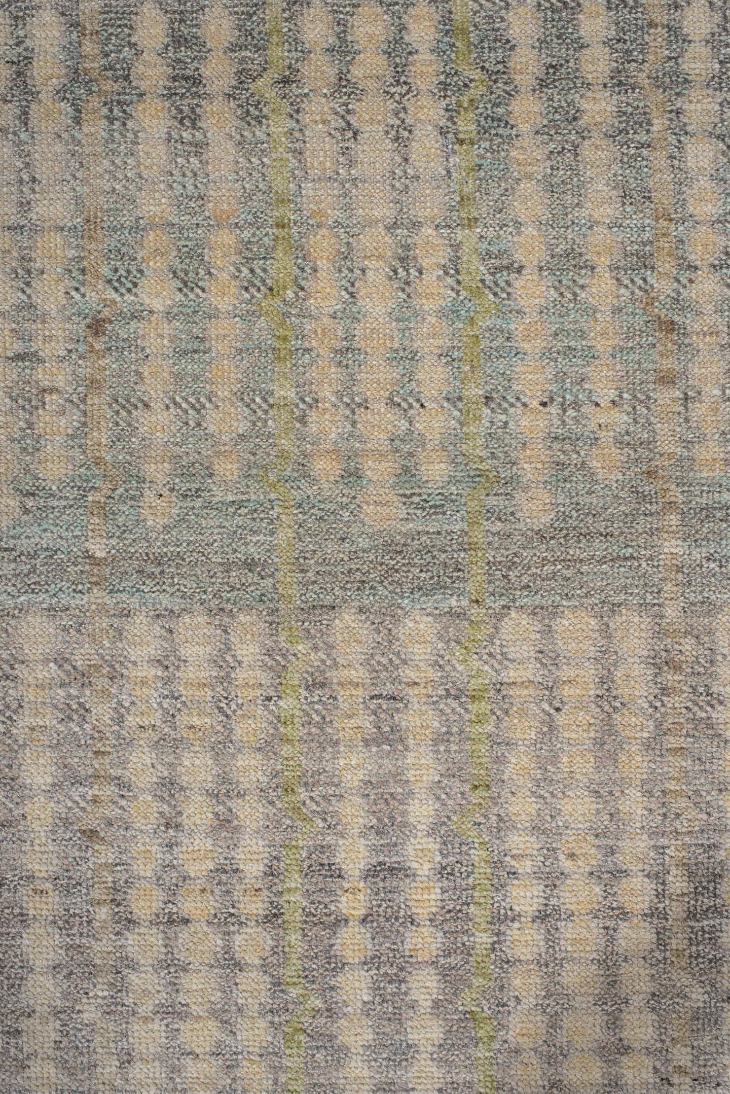 3' x 13' one-of-a-kind handmade vintage Tulu runner rug. Color palette: ivory, gray, taupe, camel, pale blue, charcoal, tan