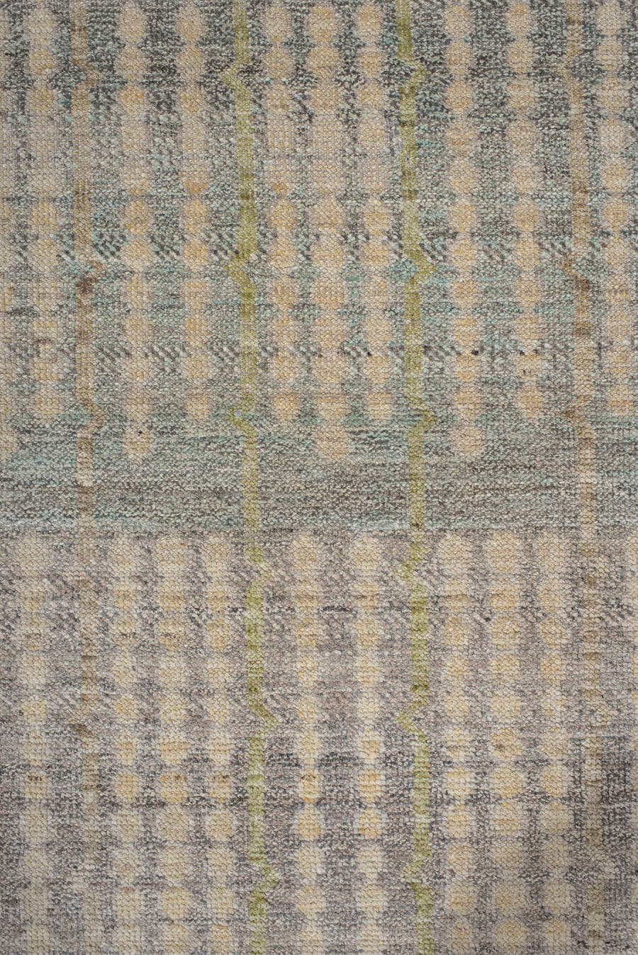 3' x 13' one-of-a-kind handmade vintage Tulu runner rug. Color palette: ivory, gray, taupe, camel, pale blue, charcoal, tan