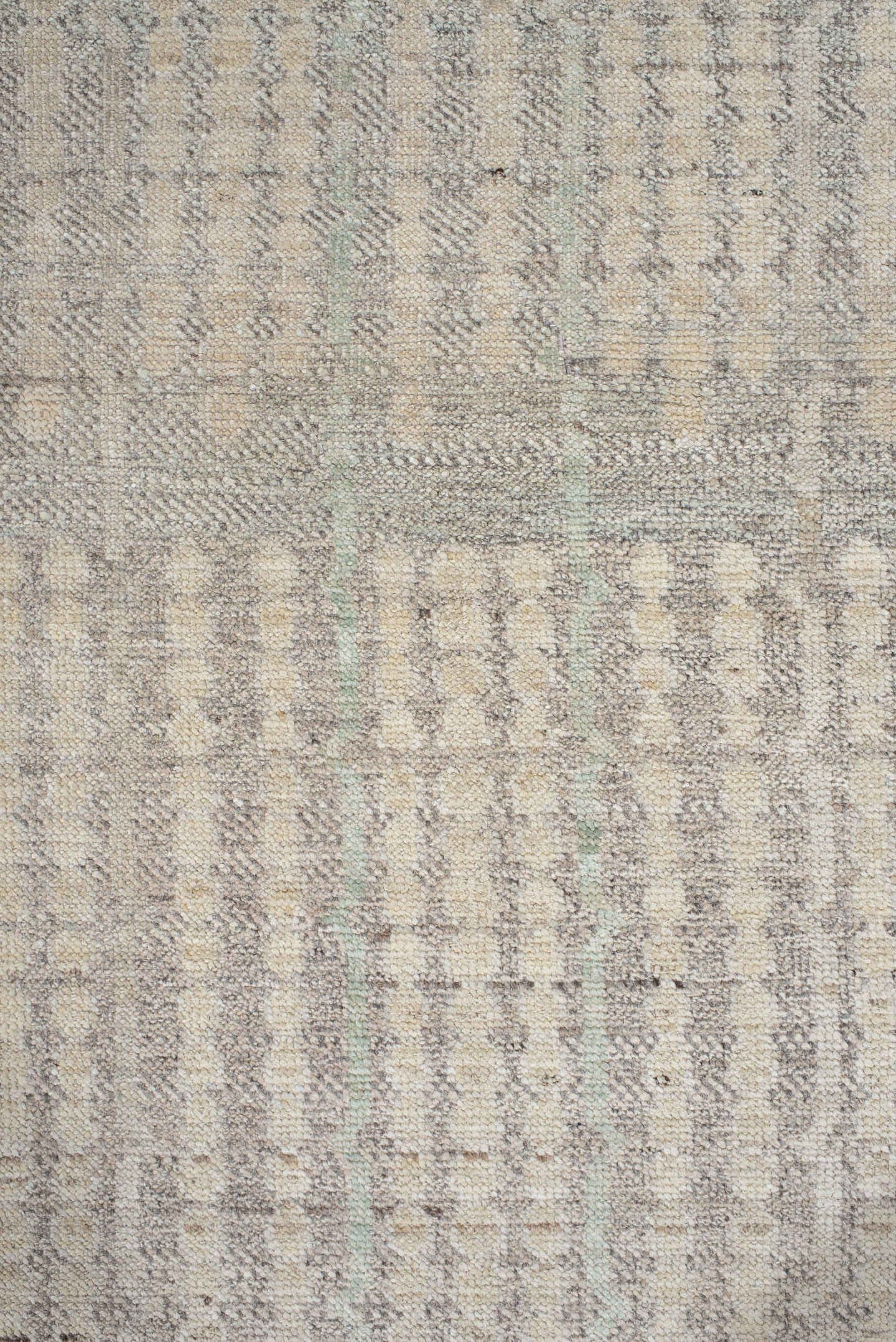3' x 13' one-of-a-kind handmade vintage Tulu runner rug. Color palette: ivory, taupe, pale_gray, cream, beige, gray